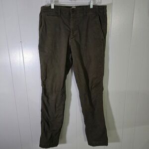 Gap Mens 36x34 Olive Green Chino Pants Flannel Lined Slim Fit‎ Cotton Trousers
